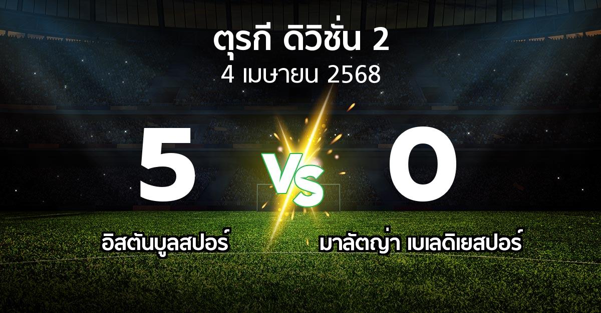 ผลบอล : อิสตันบูลสปอร์ vs มาลัตญ่า เบเลดิเยสปอร์ (ตุรกี-ดิวิชั่น-2 2024-2025)