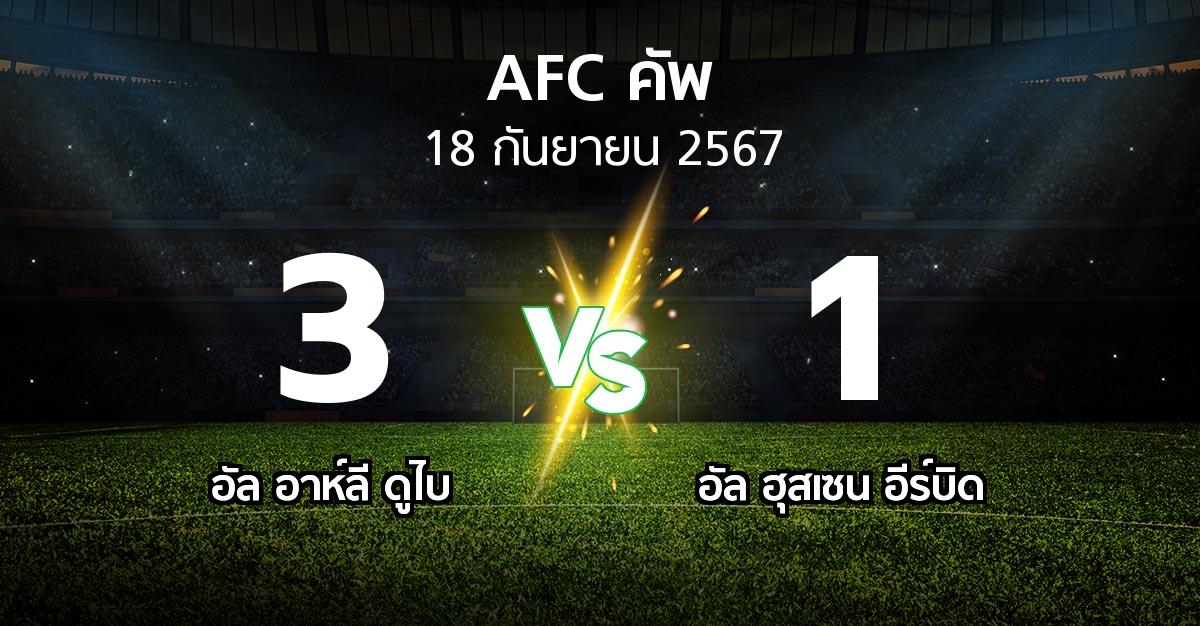 ผลบอล : อัล อาห์ลี ดูไบ vs อัล ฮุสเซน อีร์บิด (เอเอฟซีคัพ 2024-2025)