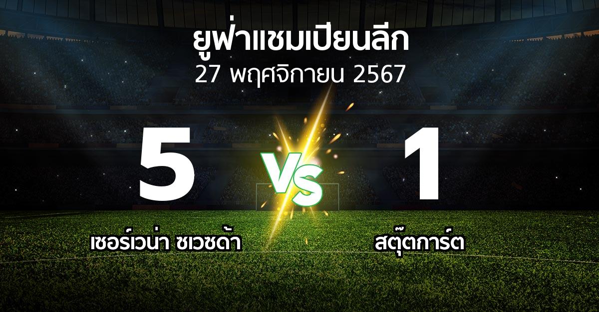 ผลบอล : เซอร์เวน่า ซเวซด้า vs สตุ๊ตการ์ต (ยูฟ่า แชมเปียนส์ลีก 2024-2025)