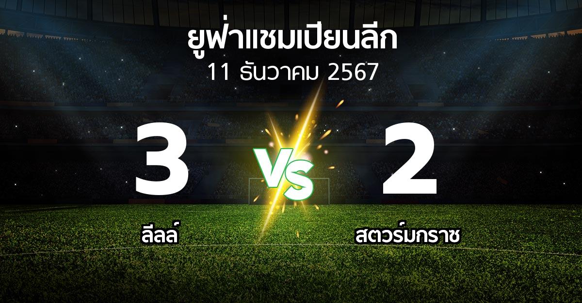 ผลบอล : ลีลล์ vs สตวร์มกราซ (ยูฟ่า แชมเปียนส์ลีก 2024-2025)