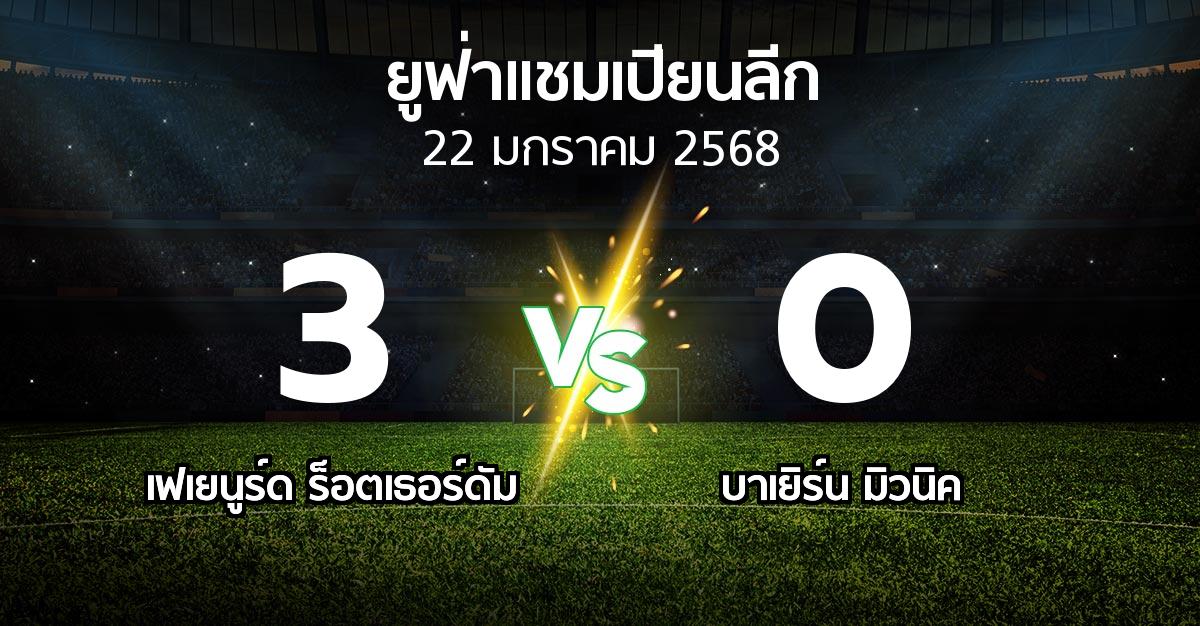 ผลบอล : เฟเยนูร์ด ร็อตเธอร์ดัม vs บาเยิร์น มิวนิค (ยูฟ่า แชมเปียนส์ลีก 2024-2025)