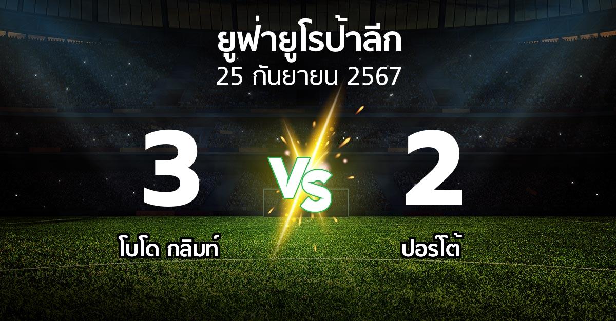 ผลบอล : โบโด กลิมท์ vs ปอร์โต้ (ยูฟ่า ยูโรป้าลีก 2024-2025)