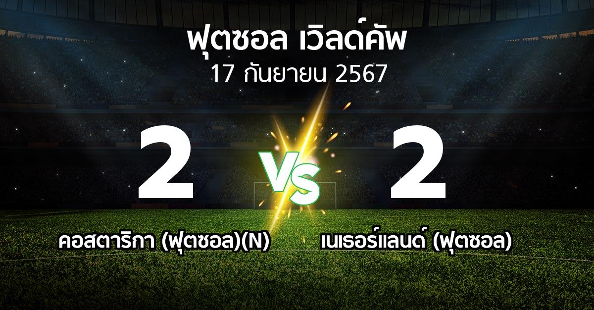 ผลบอล : คอสตาริกา (ฟุตซอล)(N) vs เนเธอร์แลนด์ (ฟุตซอล) (ฟุตซอล-เวิลด์คัพ 2024)