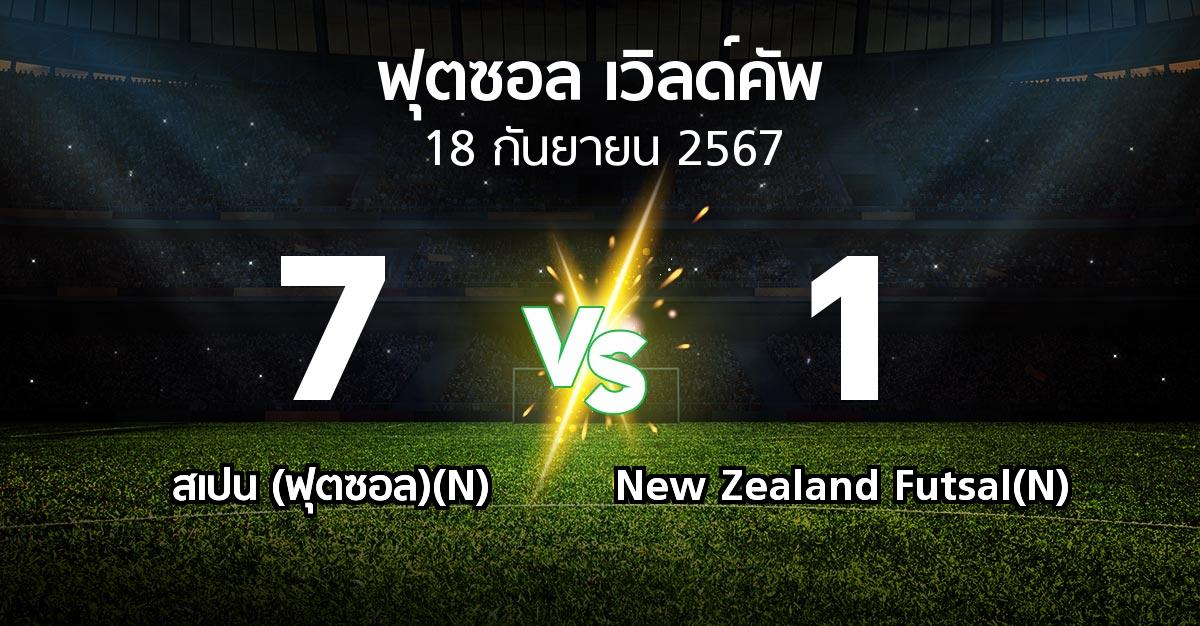 ผลบอล : สเปน (ฟุตซอล)(N) vs New Zealand Futsal(N) (ฟุตซอล-เวิลด์คัพ 2024)