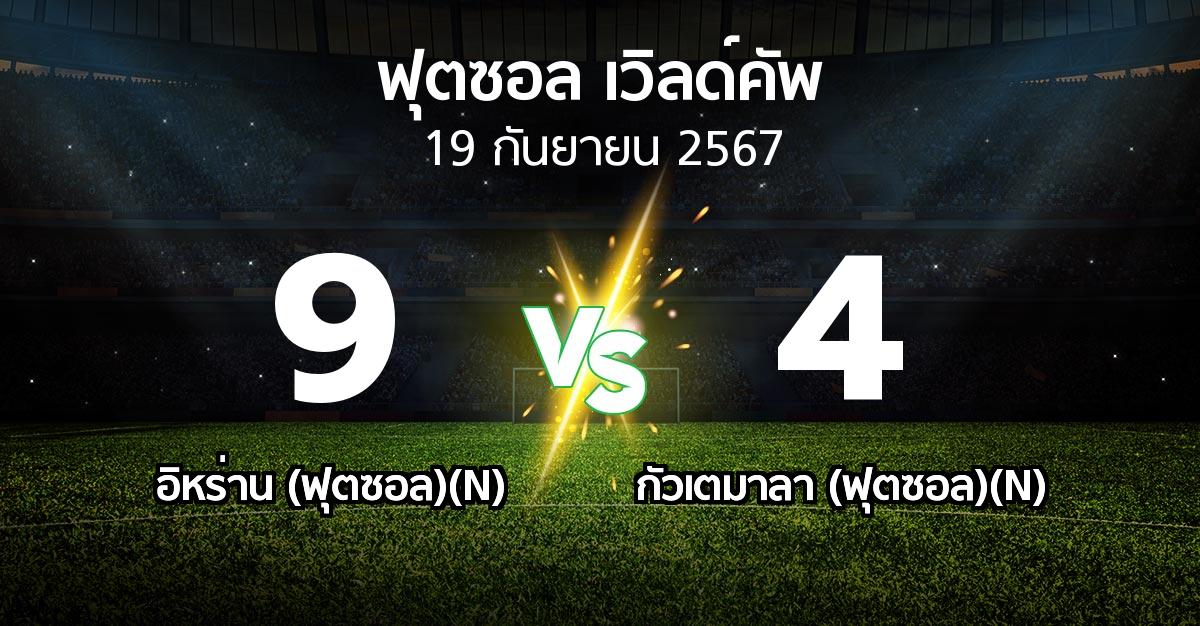 ผลบอล : อิหร่าน (ฟุตซอล)(N) vs กัวเตมาลา (ฟุตซอล)(N) (ฟุตซอล-เวิลด์คัพ 2024)