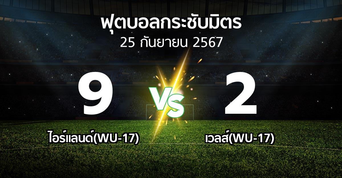 โปรแกรมบอล : ไอร์แลนด์(WU-17) vs เวลส์(WU-17) (ฟุตบอลกระชับมิตร)