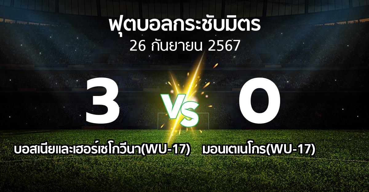 โปรแกรมบอล : บอสเนียและเฮอร์เซโกวีนา(WU-17) vs มอนเตเนโกร(WU-17) (ฟุตบอลกระชับมิตร)