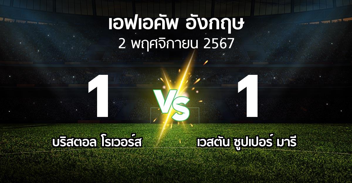 ผลบอล : บริสตอล โรเวอร์ส vs เวสตัน ซูปเปอร์ มารี (เอฟเอ คัพ 2024-2025)