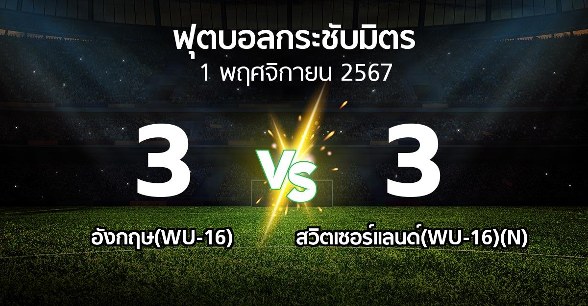 โปรแกรมบอล : อังกฤษ(WU-16) vs สวิตเซอร์แลนด์(WU-16)(N) (ฟุตบอลกระชับมิตร)