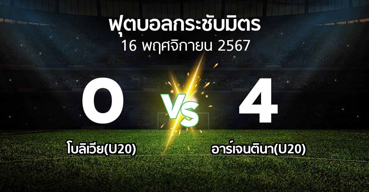 โปรแกรมบอล : โบลิเวีย(U20) vs อาร์เจนตินา(U20) (ฟุตบอลกระชับมิตร)