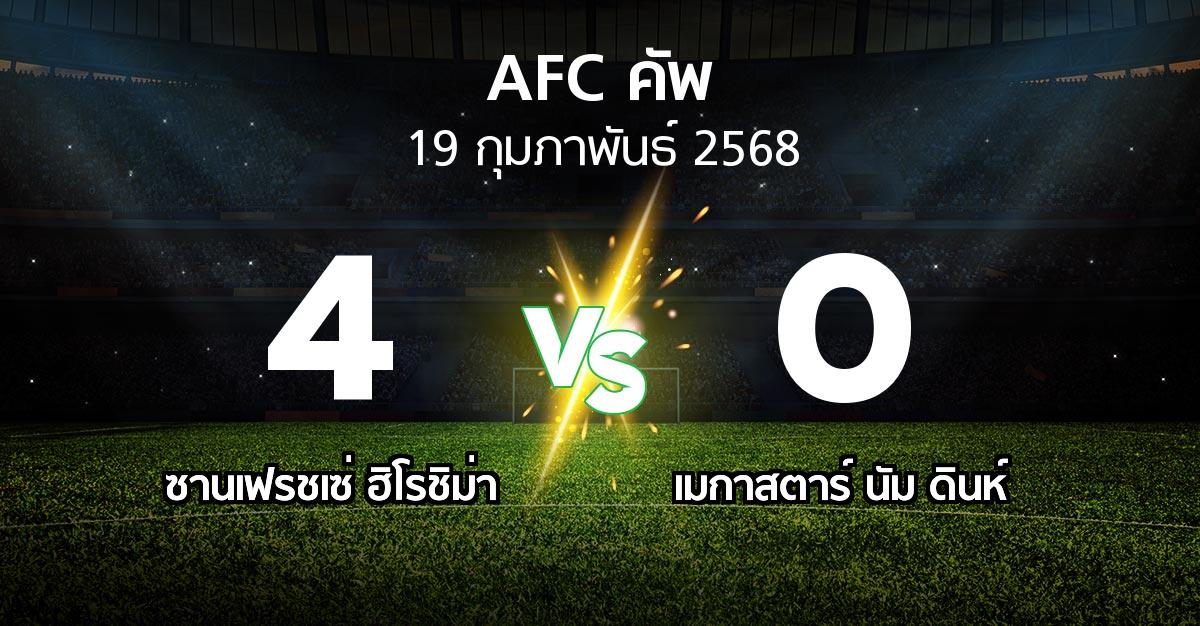 ผลบอล : ซานเฟรชเซ่ ฮิโรชิม่า vs เมกาสตาร์ นัม ดินห์ (เอเอฟซีคัพ 2024-2025)