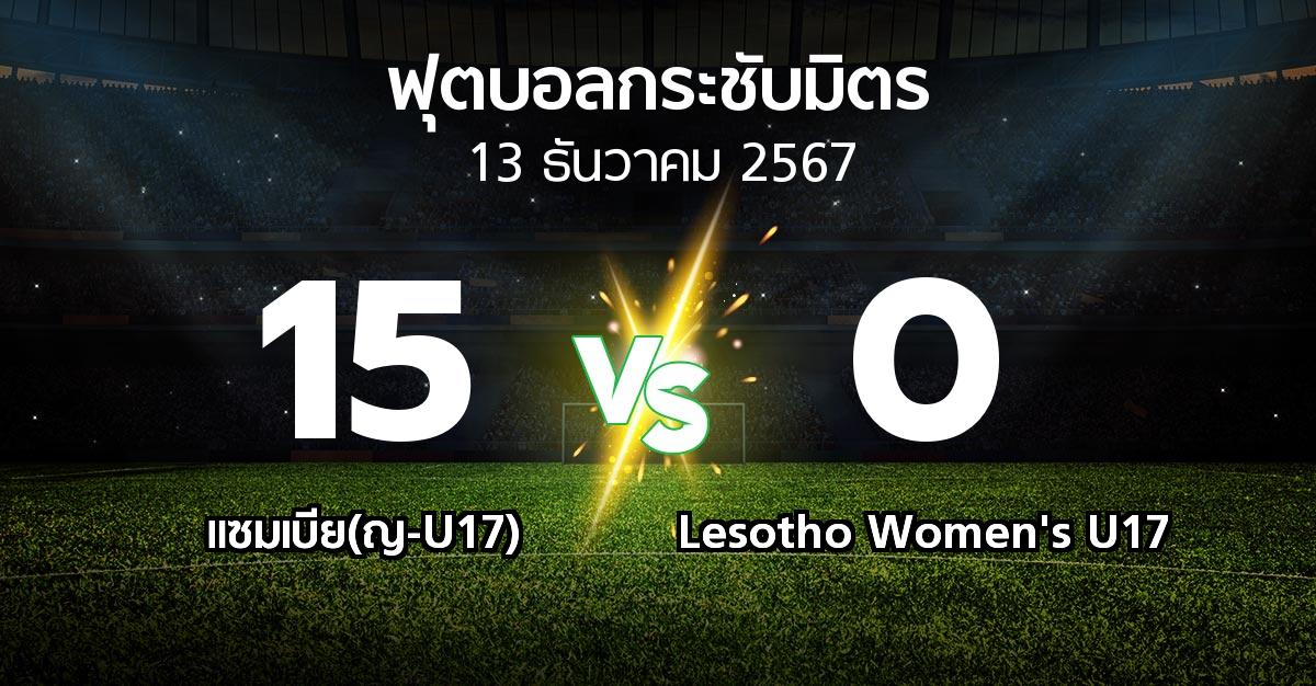 ผลบอล : แซมเบีย(ญ-U17) vs Lesotho Women's U17 (ฟุตบอลกระชับมิตร)
