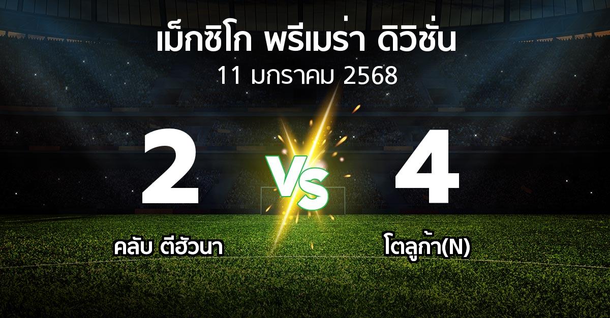 ผลบอล : คลับ ตีฮัวนา vs โตลูก้า(N) (เม็กซิโก-พรีเมร่า-ดิวิชั่น 2024-2025)