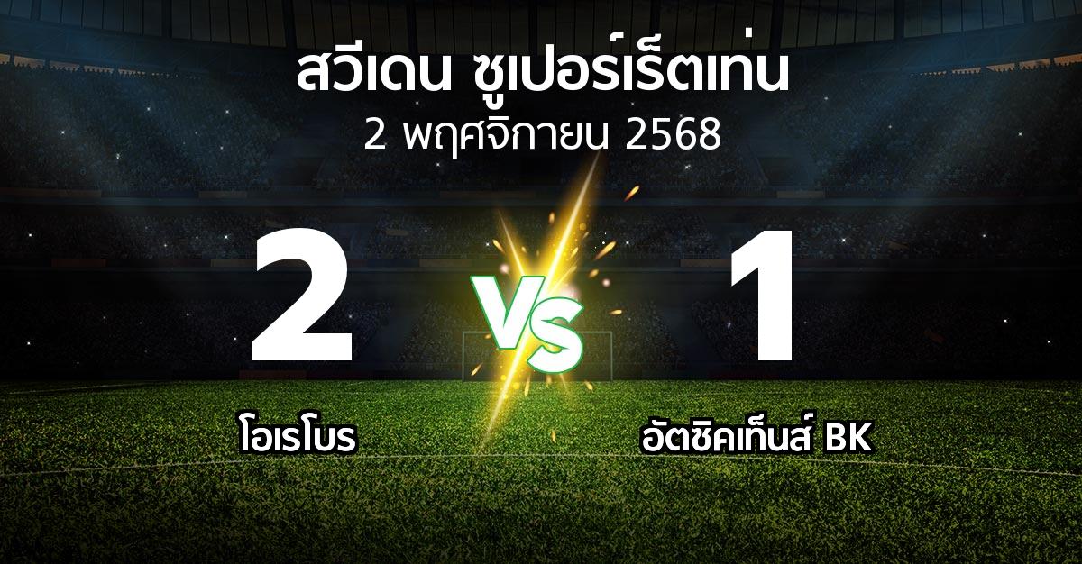 ผลบอล : โอเรโบร vs อัตซิคเท็นส์ BK (สวีเดน-ซูเปอร์เร็ตเท่น 2025)