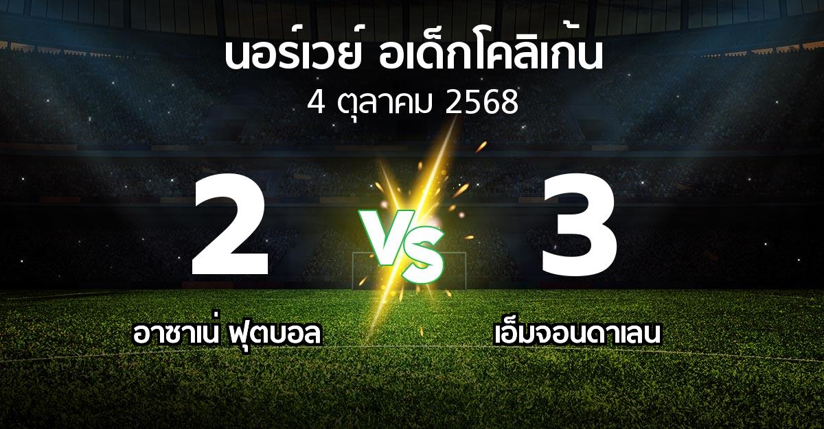 ผลบอล : อาซาเน่ ฟุตบอล vs เอ็มจอนดาเลน (นอร์เวย์-อเด็กโคลิเก้น 2025)