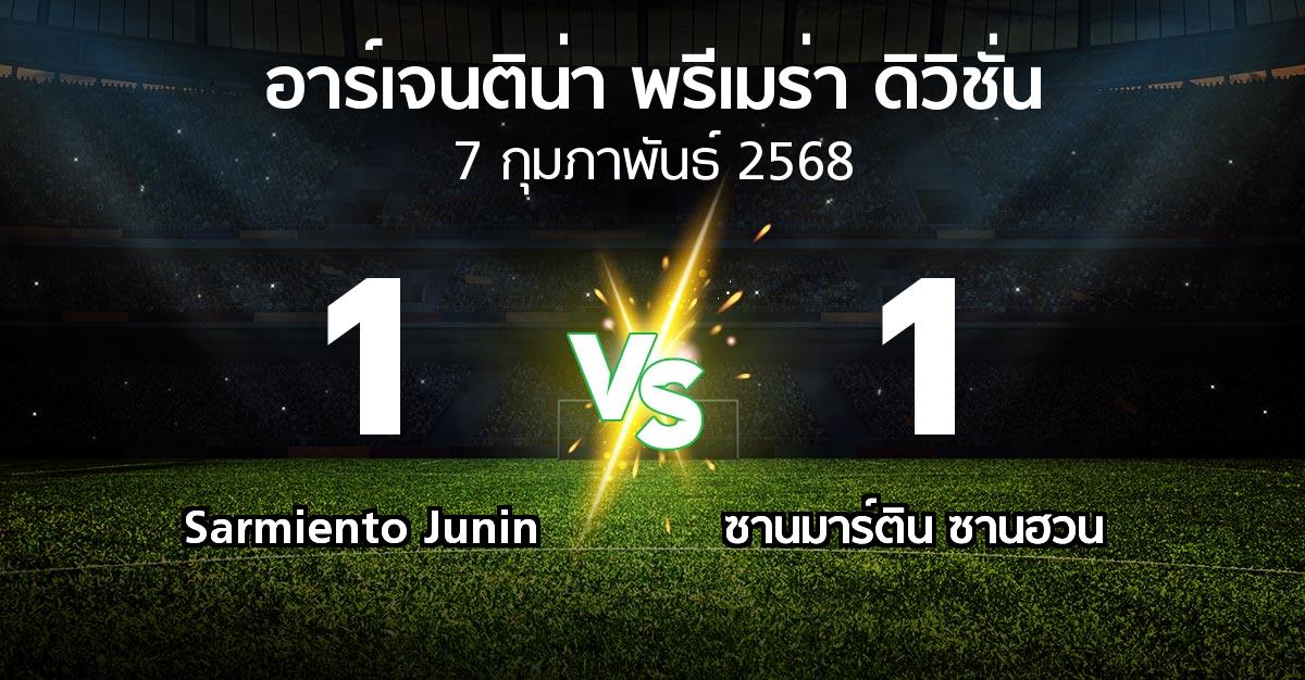 ผลบอล : Sarmiento Junin vs ซานมาร์ติน ซานฮวน (อาร์เจนติน่า-พรีเมร่า-ดิวิชั่น 2025)
