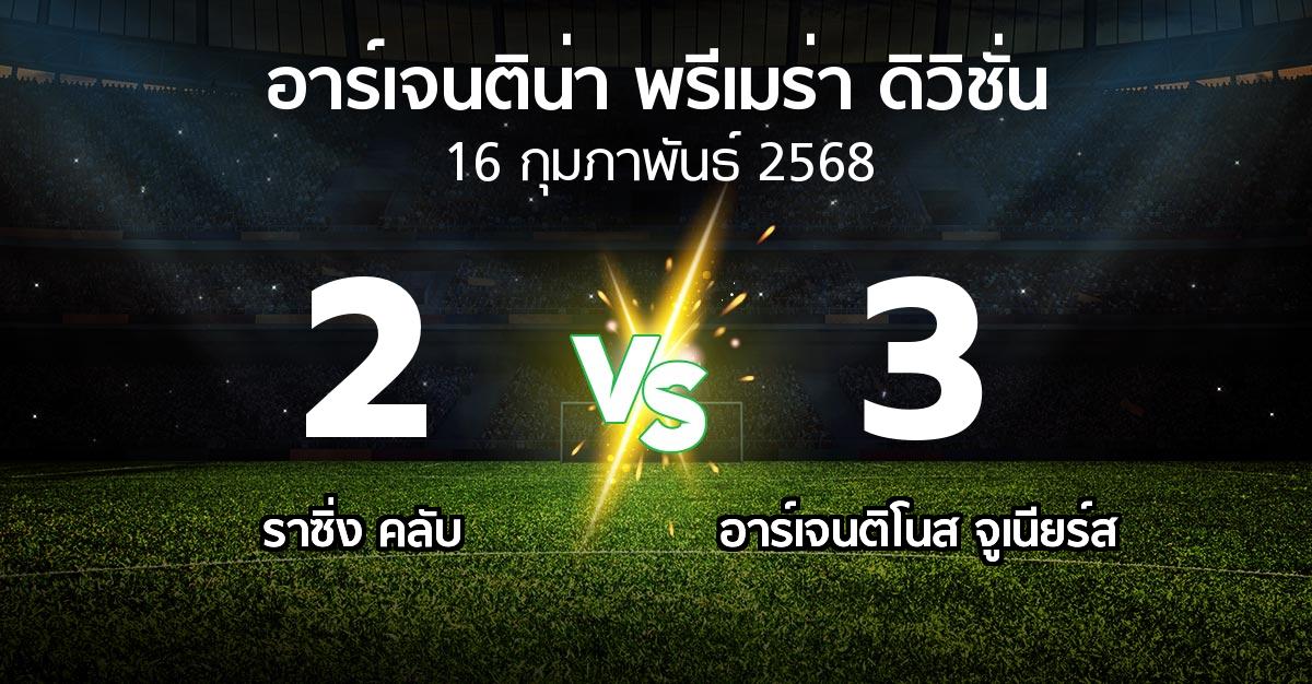 ผลบอล : ราซิ่ง คลับ vs อาร์เจนติโนส จูเนียร์ส (อาร์เจนติน่า-พรีเมร่า-ดิวิชั่น 2025)