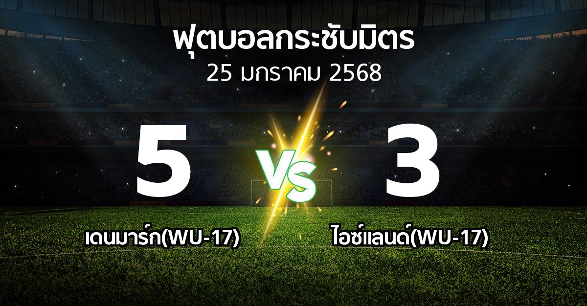 โปรแกรมบอล : เดนมาร์ก(WU-17) vs ไอซ์แลนด์(WU-17) (ฟุตบอลกระชับมิตร)
