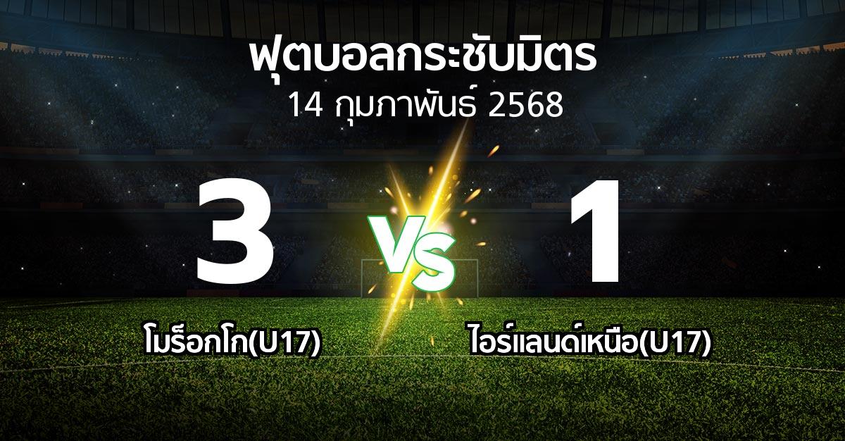 โปรแกรมบอล : โมร็อกโก(U17) vs ไอร์แลนด์เหนือ(U17) (ฟุตบอลกระชับมิตร)