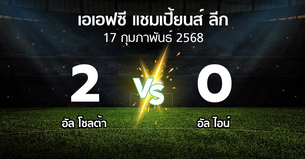 ผลบอล : อัล โชลต้า vs อัล ไอน์ (เอเอฟซีแชมเปี้ยนส์ลีก 2024-2025)