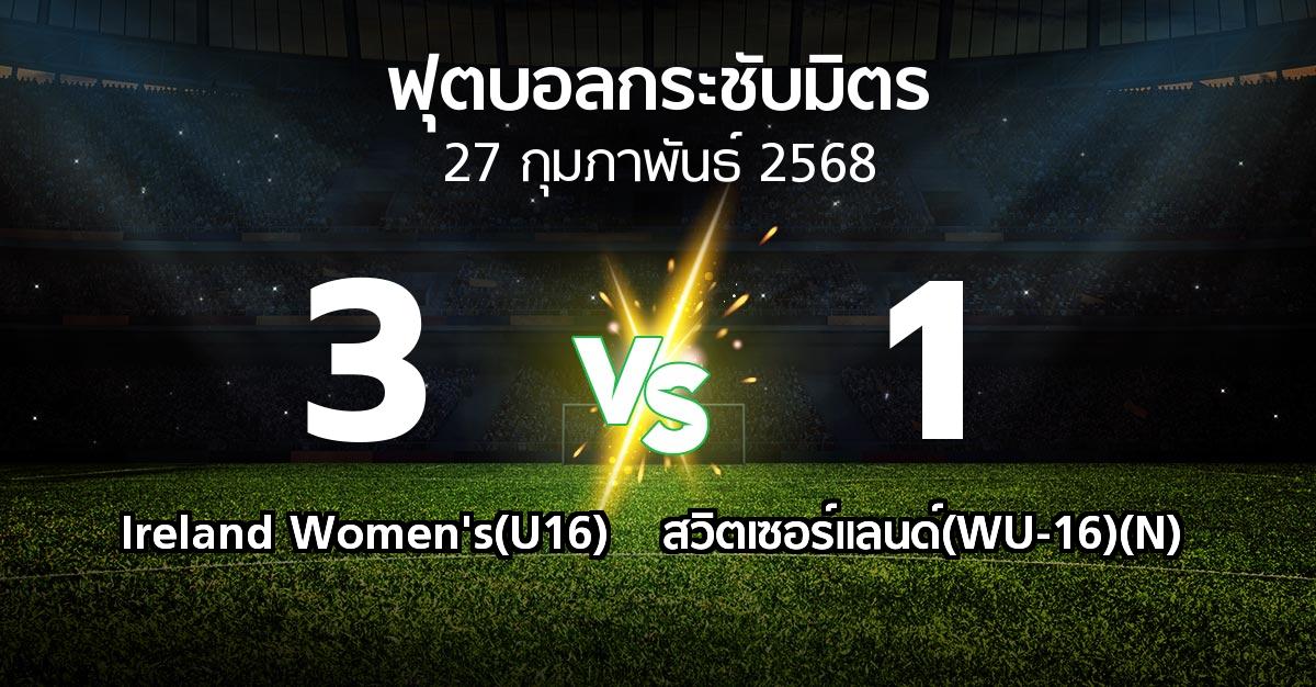 โปรแกรมบอล : Ireland Women's(U16) vs สวิตเซอร์แลนด์(WU-16)(N) (ฟุตบอลกระชับมิตร)