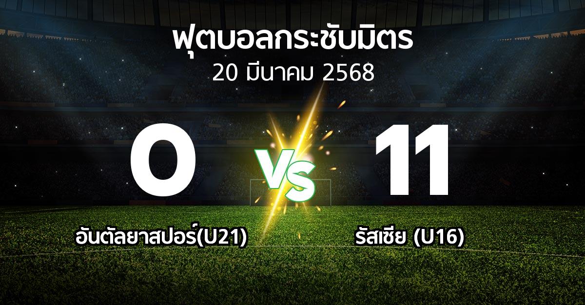 โปรแกรมบอล : อันตัลยาสปอร์(U21) vs รัสเซีย (U16) (ฟุตบอลกระชับมิตร)