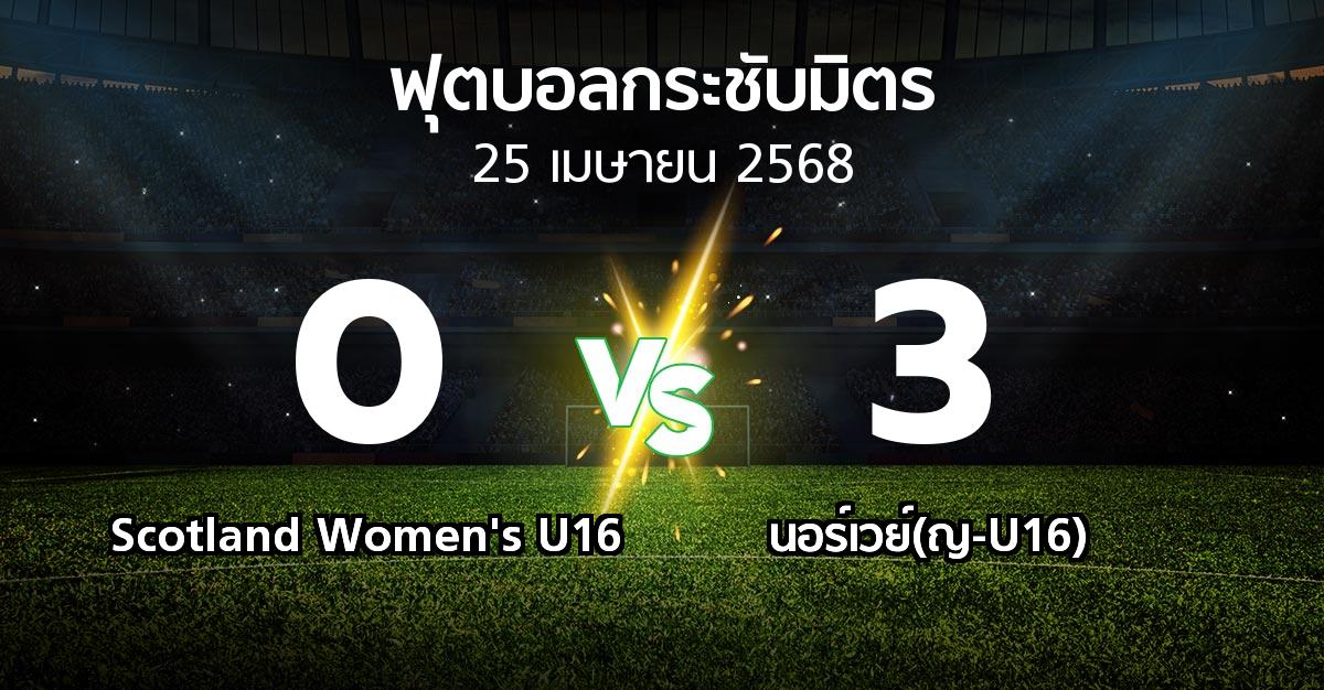 โปรแกรมบอล : Scotland Women's U16 vs นอร์เวย์(ญ-U16) (ฟุตบอลกระชับมิตร)