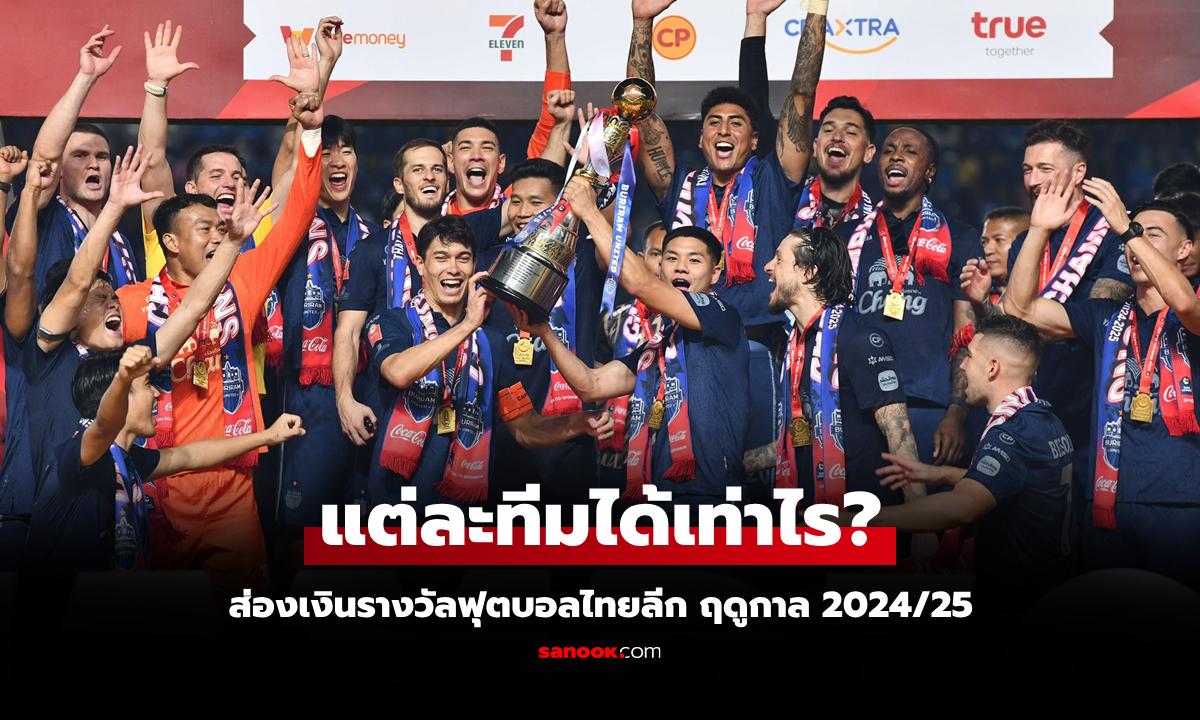 ไม่มากอย่างที่คิด! เปิดเงินรางวัล "บุรีรัมย์ ยูไนเต็ด" หลังคว้าแชมป์ไทยลีก 2024/25