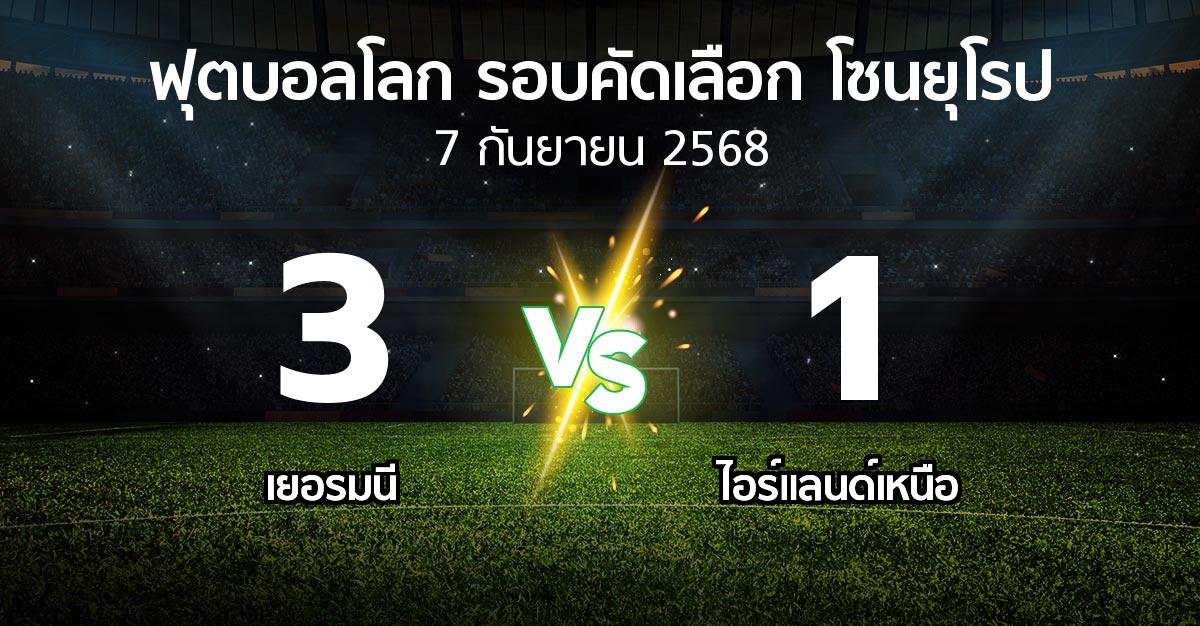 ผลบอล : เยอรมนี vs ไอร์แลนด์เหนือ (ฟุตบอลโลก-รอบคัดเลือก-โซนยุโรป 2025-2026)