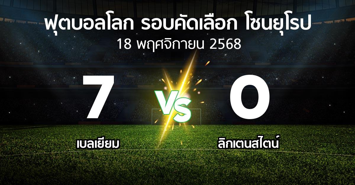 ผลบอล : เบลเยียม vs ลิกเตนสไตน์ (ฟุตบอลโลก-รอบคัดเลือก-โซนยุโรป 2025-2026)