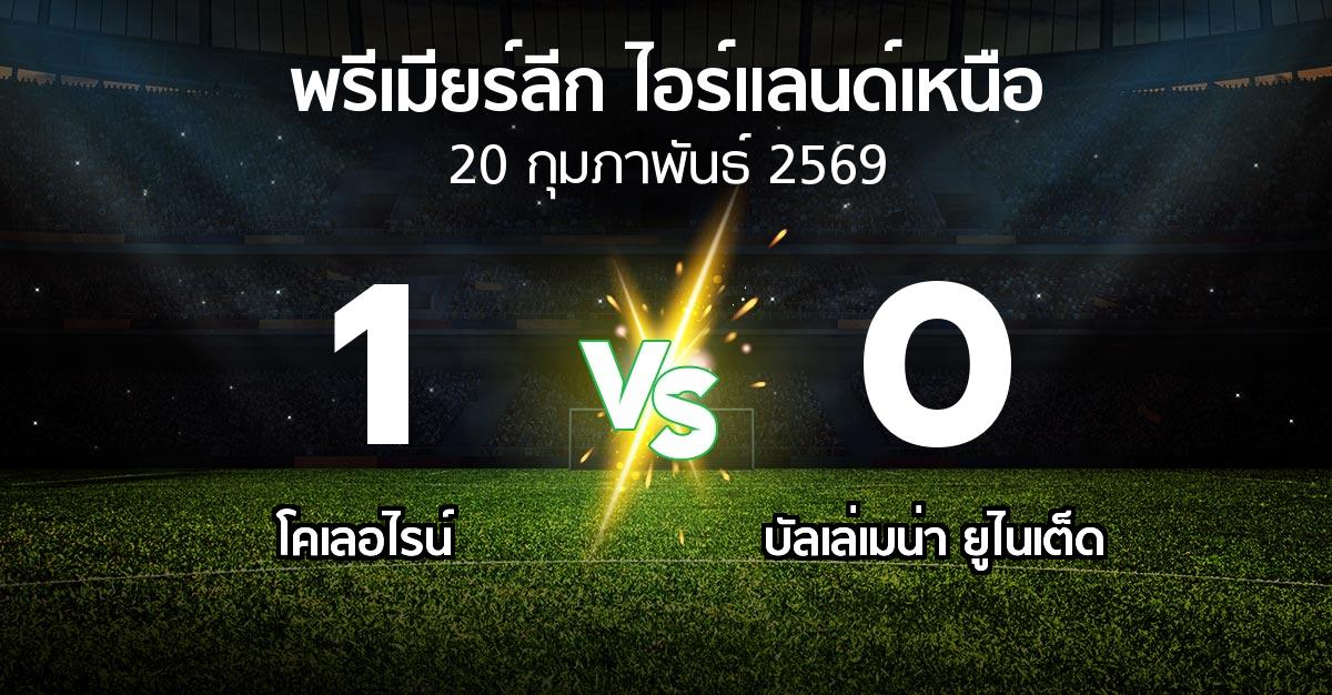 ผลบอล : โคเลอไรน์ vs บัลเล่เมน่า ยูไนเต็ด (พรีเมียร์ลีก-ไอร์แลนด์เหนือ 2025-2026)