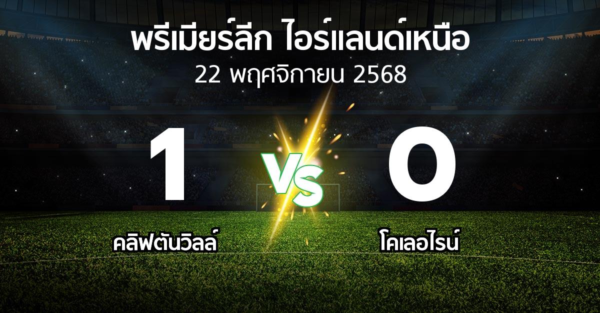 ผลบอล : คลิฟตันวิลล์ vs โคเลอไรน์ (พรีเมียร์ลีก-ไอร์แลนด์เหนือ 2025-2026)