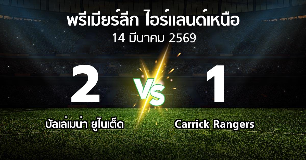 ผลบอล : บัลเล่เมน่า ยูไนเต็ด vs Carrick Rangers (พรีเมียร์ลีก-ไอร์แลนด์เหนือ 2025-2026)