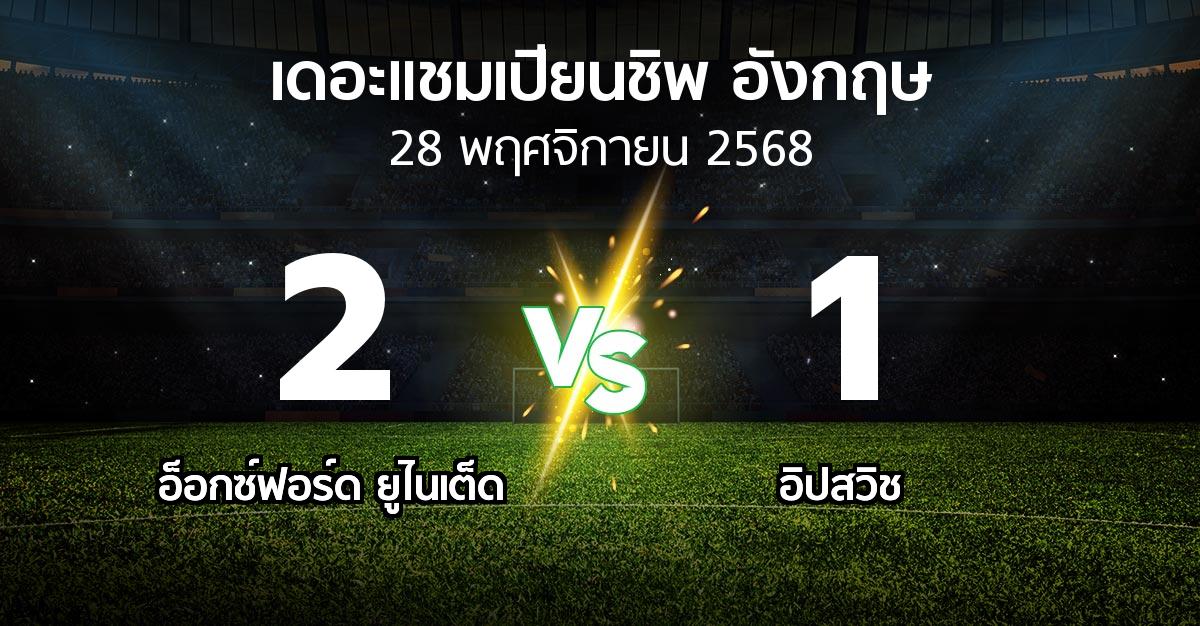 ผลบอล : อ็อกซ์ฟอร์ด ยูไนเต็ด vs อิปสวิช (เดอะ แชมเปียนชิพ 2025-2026)