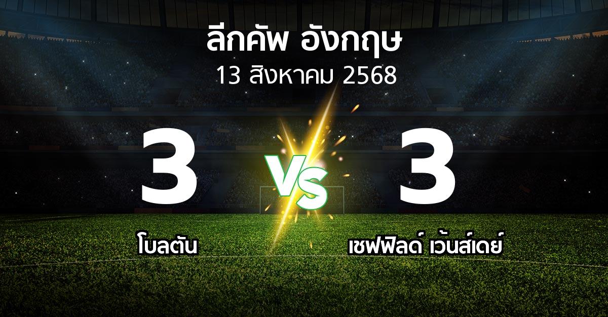 ผลบอล : โบลตัน vs เชฟฟิลด์ เว้นส์เดย์ (ลีกคัพ 2025-2026)