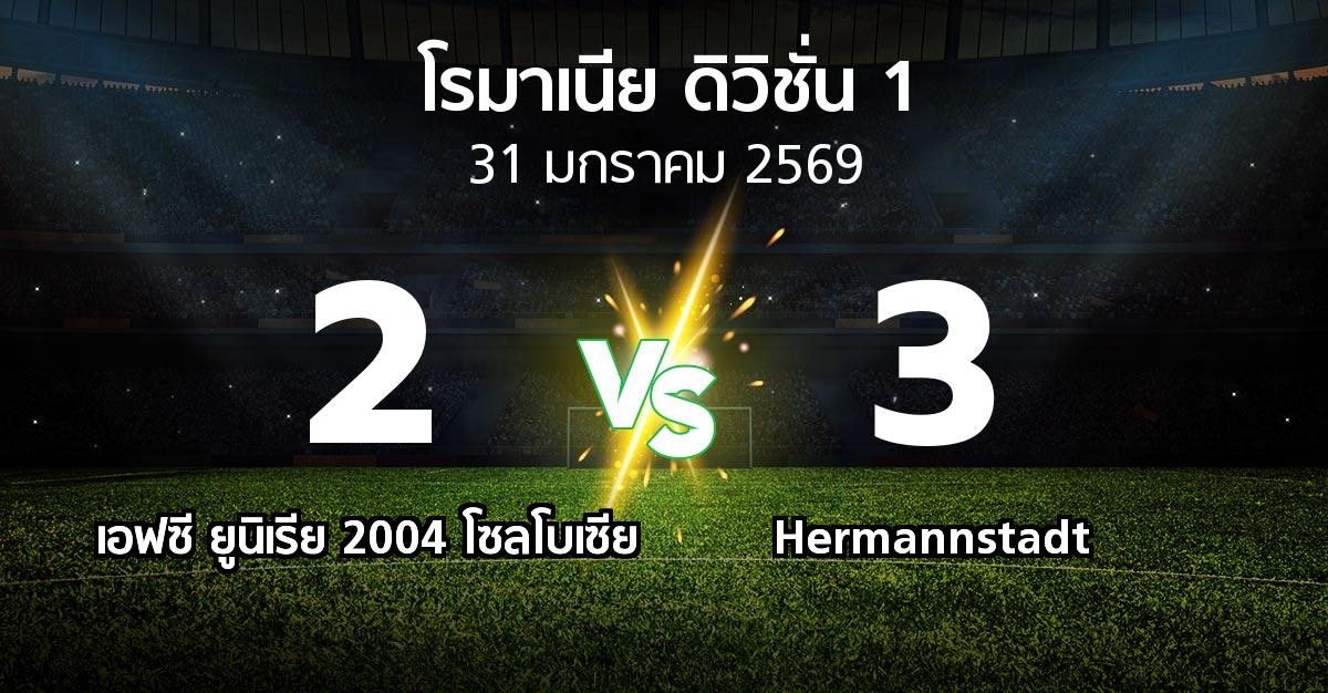 ผลบอล : เอฟซี ยูนิเรีย 2004 โซลโบเซีย vs Hermannstadt (โรมาเนีย-ดิวิชั่น-1 2025-2026)