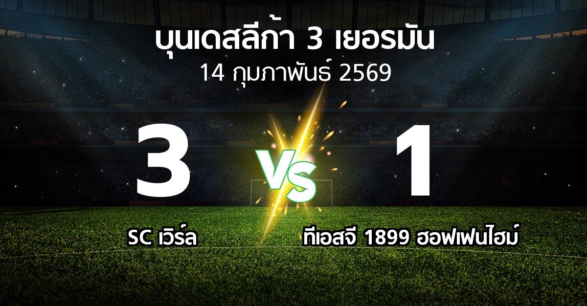 ผลบอล : SC เวิร์ล vs ทีเอสจี 1899 ฮอฟเฟนไฮม์ (บุนเดสลีก้า-3-เยอรมัน 2025-2026)
