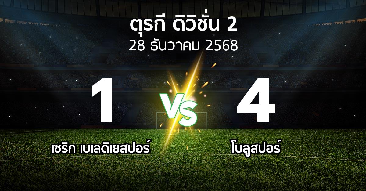 ผลบอล : เซริก เบเลดิเยสปอร์ vs โบลูสปอร์ (ตุรกี-ดิวิชั่น-2 2025-2026)