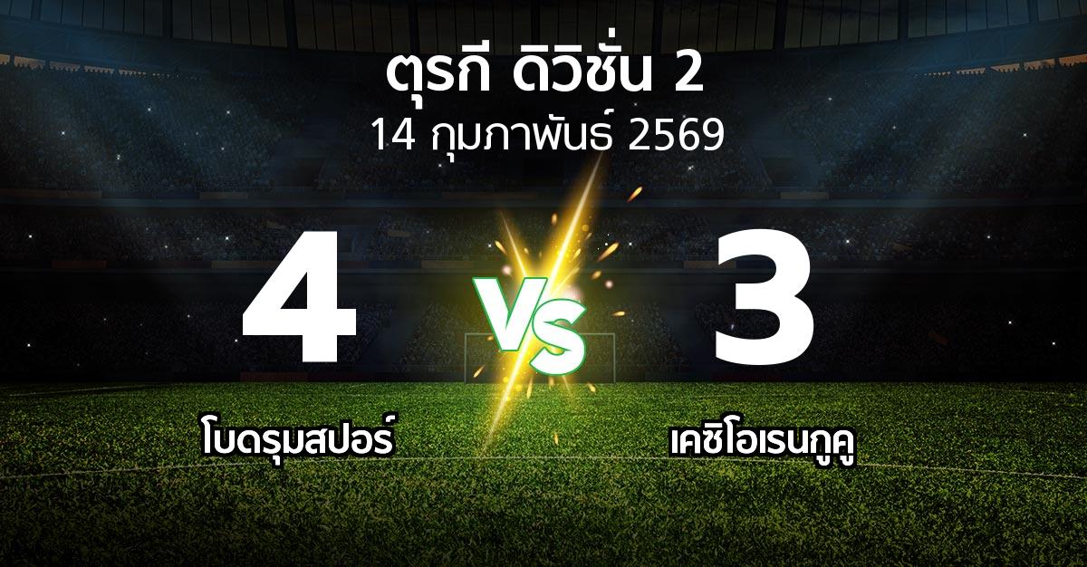 ผลบอล : โบดรุมสปอร์ vs เคซิโอเรนกูคู (ตุรกี-ดิวิชั่น-2 2025-2026)