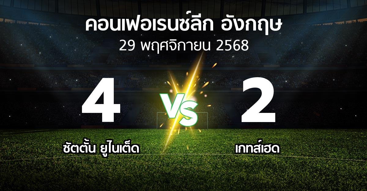 ผลบอล : ซัตตั้น ยูไนเต็ด vs เกทส์เฮด (คอนเฟอเรนซ์ลีก อังกฤษ 2025-2026)