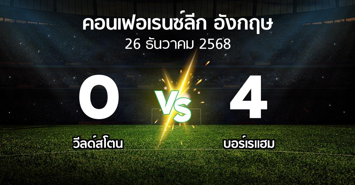 ผลบอล : วีลด์สโตน vs บอร์เรแฮม (คอนเฟอเรนซ์ลีก อังกฤษ 2025-2026)