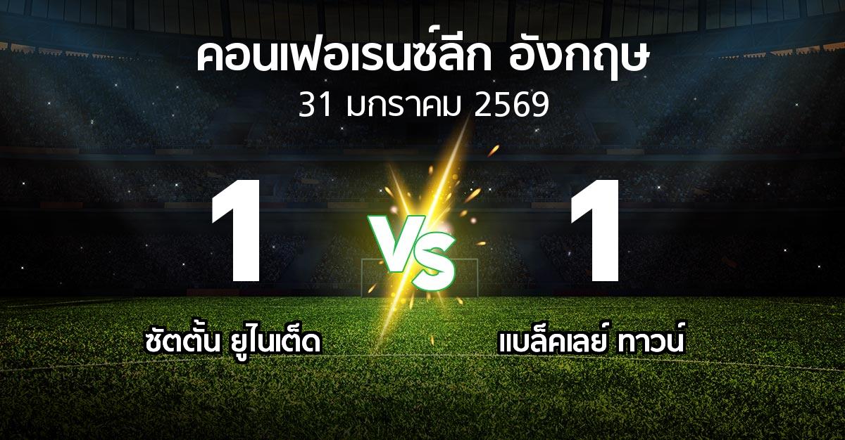 ผลบอล : ซัตตั้น ยูไนเต็ด vs แบล็คเลย์ ทาวน์ (คอนเฟอเรนซ์ลีก อังกฤษ 2025-2026)