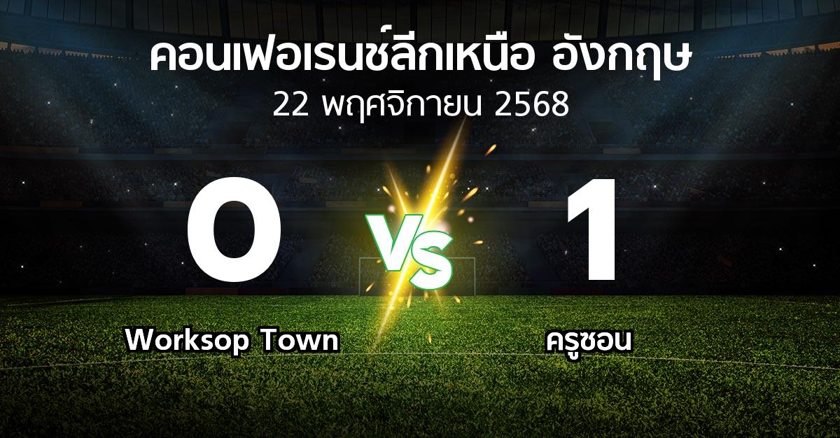 ผลบอล : Worksop Town vs ครูซอน (คอนเฟอเรนช์ลีกเหนืออังกฤษ 2025-2026)