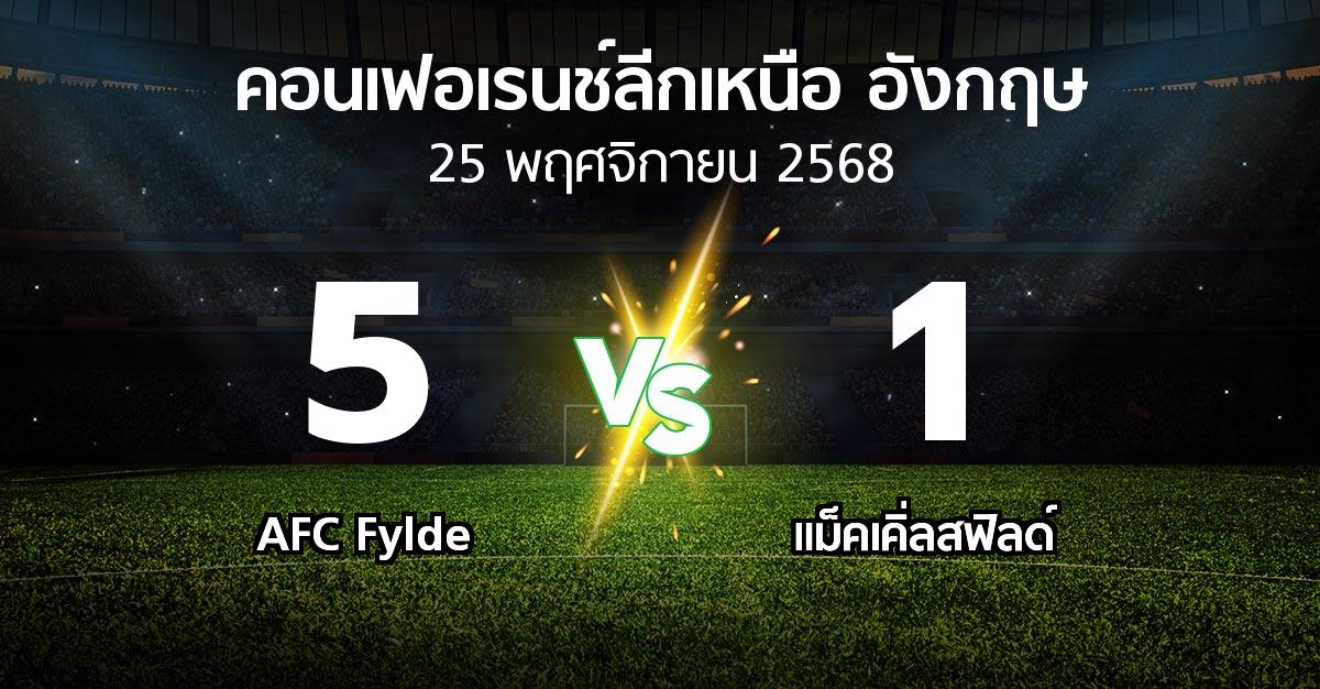 ผลบอล : AFC Fylde vs แม็คเคิ่ลสฟิลด์ (คอนเฟอเรนช์ลีกเหนืออังกฤษ 2025-2026)