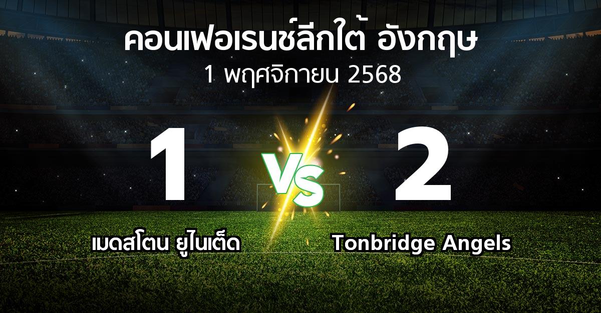 ผลบอล : เมดสโตน ยูไนเต็ด vs Tonbridge Angels (คอนเฟอเรนช์ลีกใต้อังกฤษ 2025-2026)
