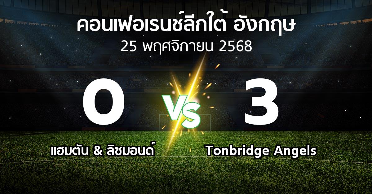 ผลบอล : แฮมตัน & ลิชมอนด์ vs Tonbridge Angels (คอนเฟอเรนช์ลีกใต้อังกฤษ 2025-2026)