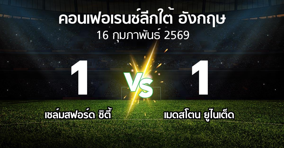 ผลบอล : เชล์มสฟอร์ด ซิตี้ vs เมดสโตน ยูไนเต็ด (คอนเฟอเรนช์ลีกใต้อังกฤษ 2025-2026)