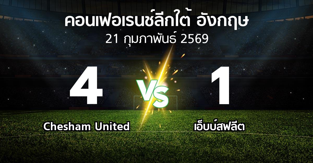 ผลบอล : Chesham United vs เอ็บบ์สฟลีต (คอนเฟอเรนช์ลีกใต้อังกฤษ 2025-2026)