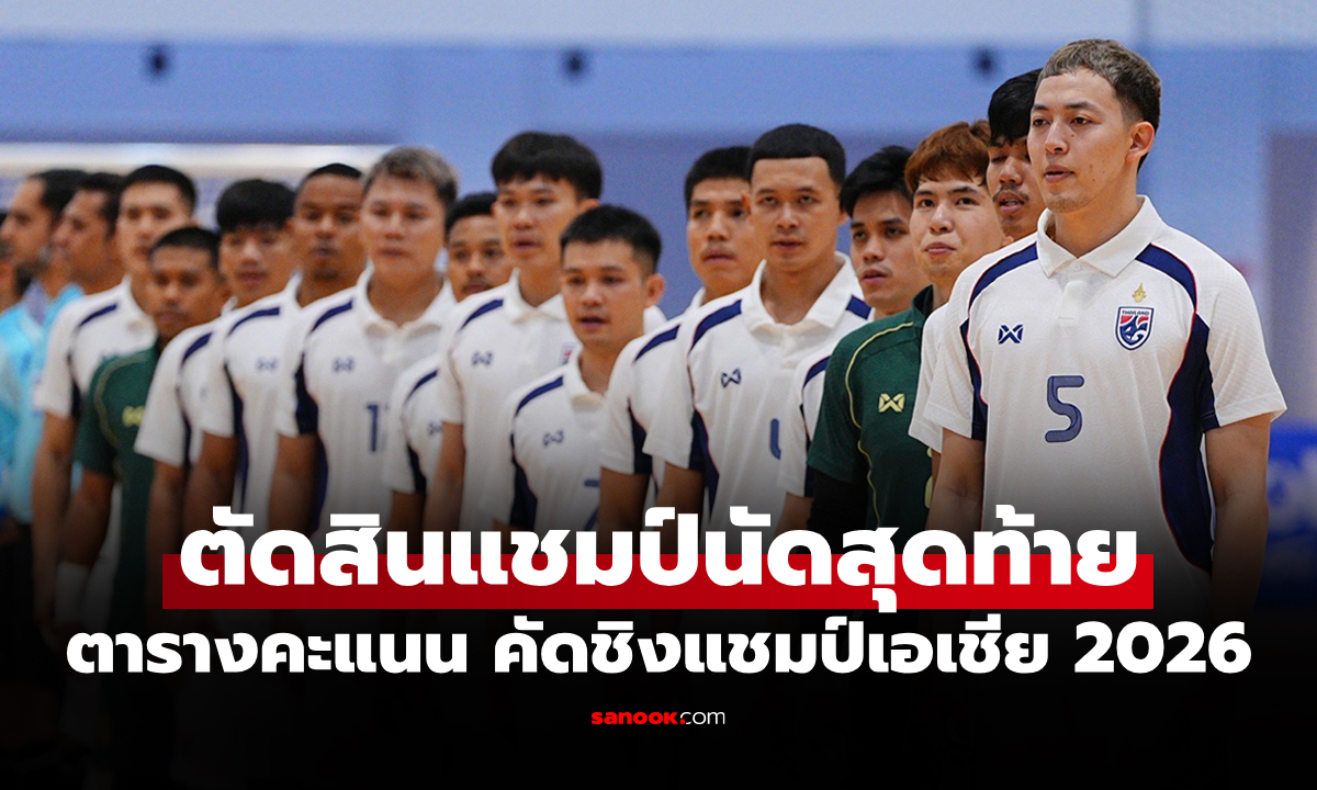 สรุปตารางคะแนน "ฟุตซอลทีมชาติไทย" หลังผ่าน 2 นัด คัดชิงแชมป์เอเชีย 2026