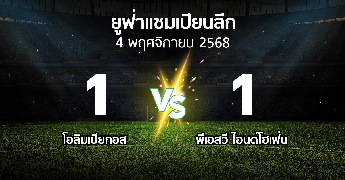 ผลบอล : โอลิมเปียกอส vs พีเอสวี (ยูฟ่า แชมเปียนส์ลีก 2025-2026)